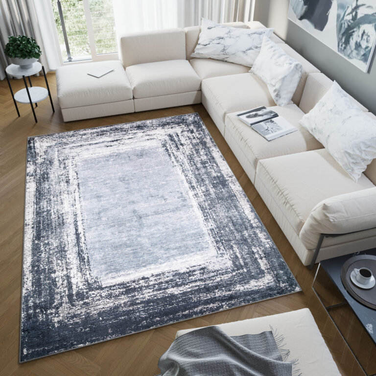 Teppich Toscana Meliert Grau Blau Anti-Rutsch