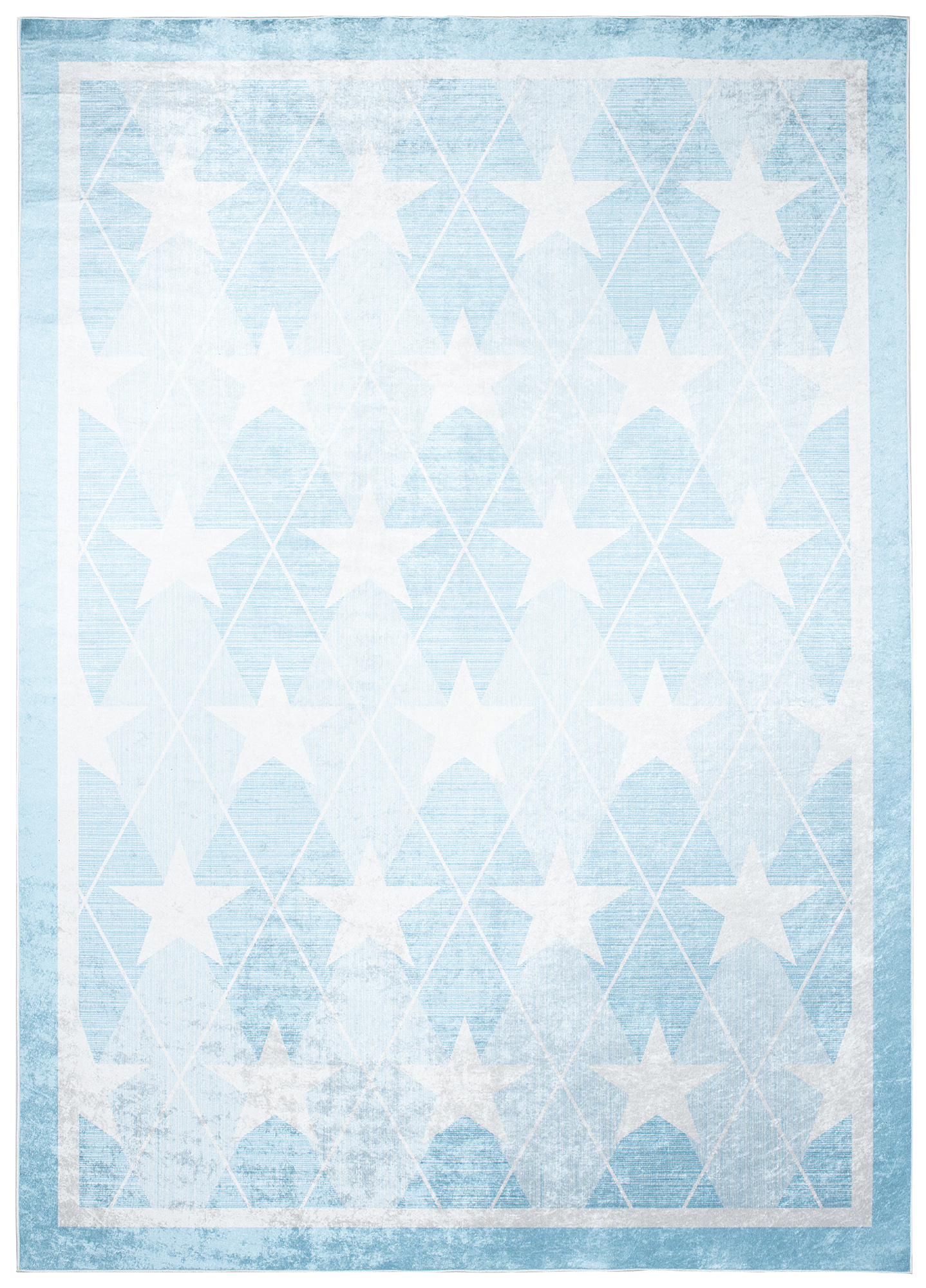 Teppich Emma Rutschfest Waschbar Blau Sterne