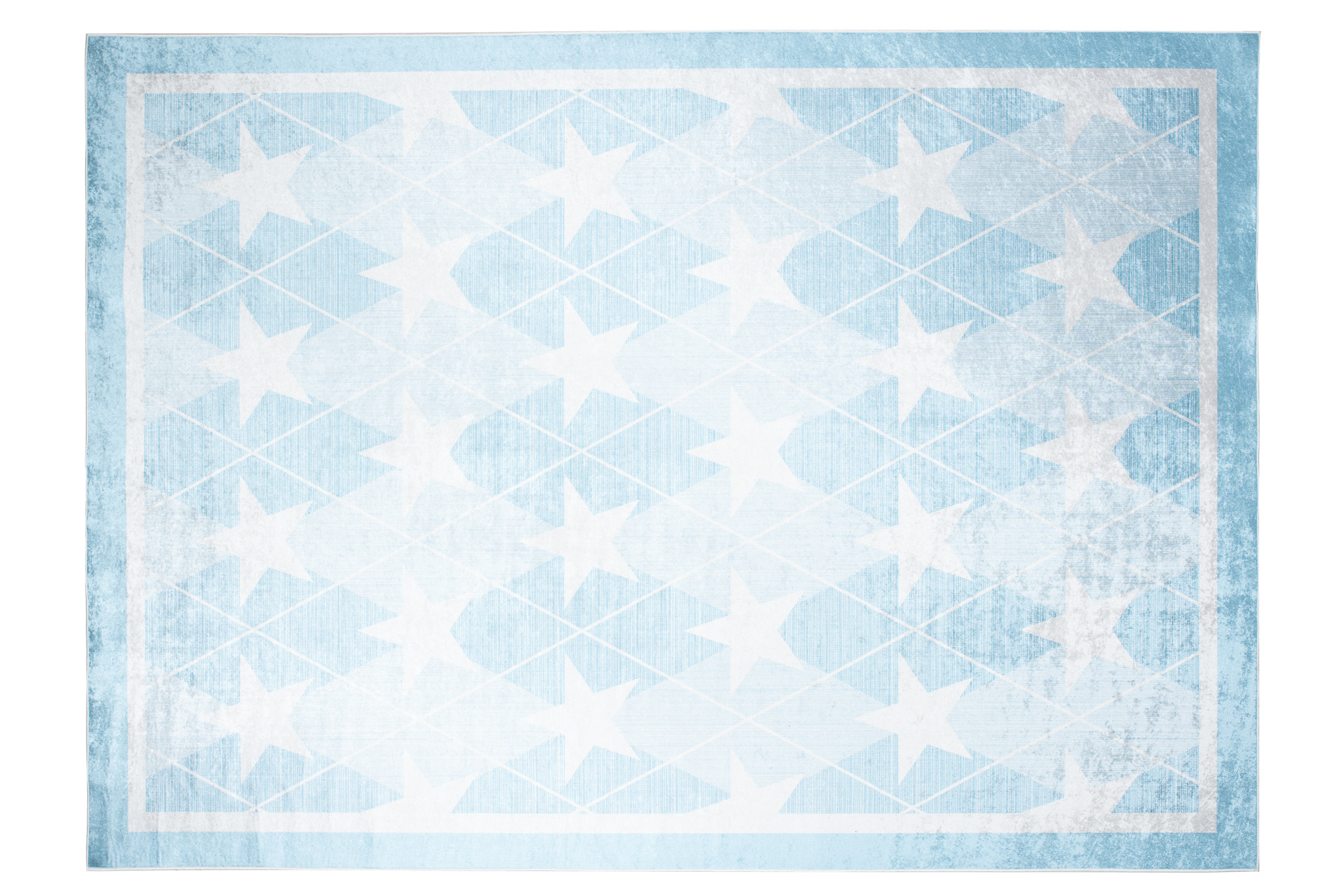 Teppich Emma Rutschfest Waschbar Blau Sterne