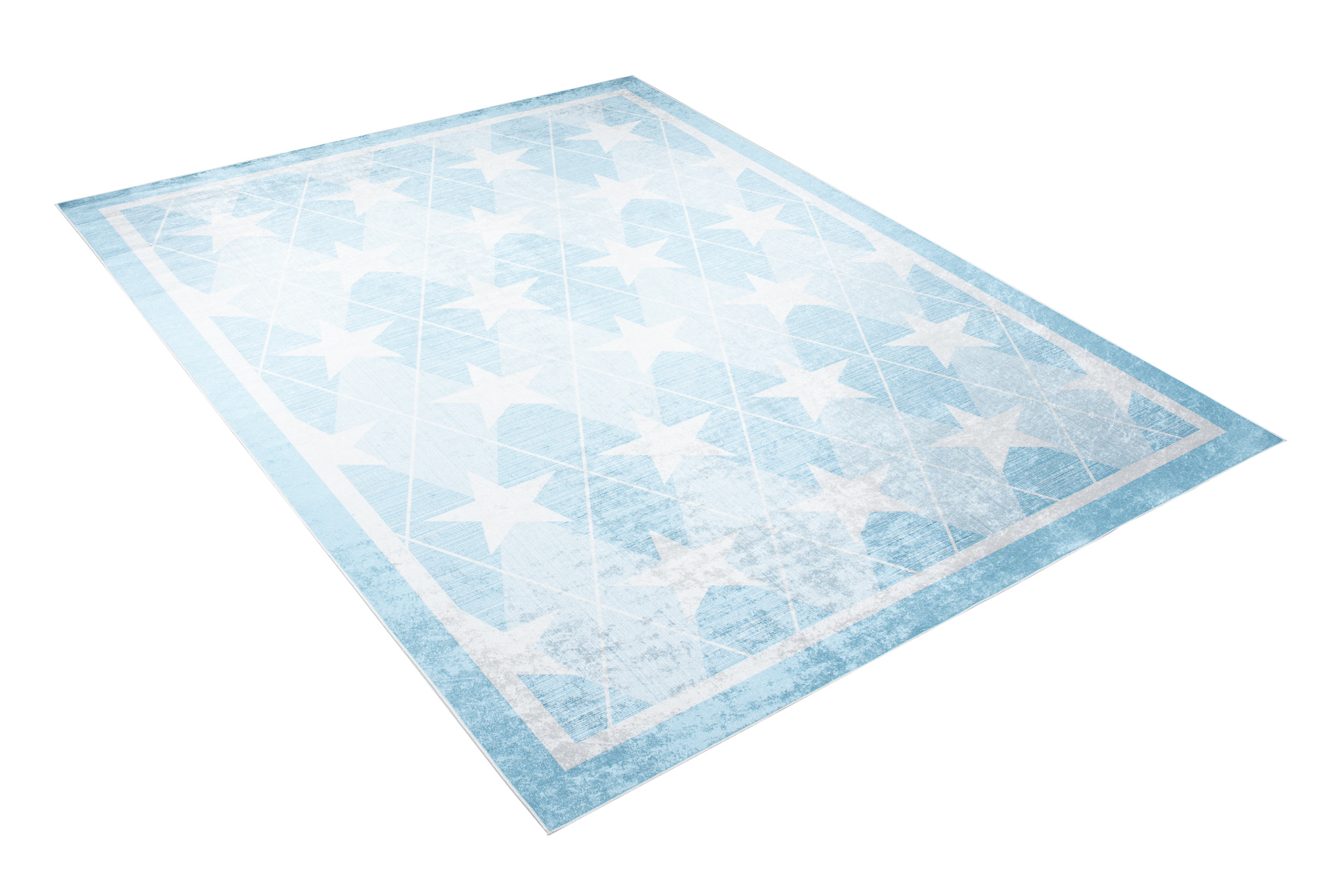 Teppich Emma Rutschfest Waschbar Blau Sterne