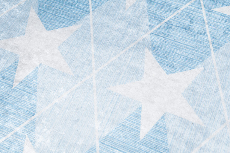 Teppich Emma Rutschfest Waschbar Blau Sterne