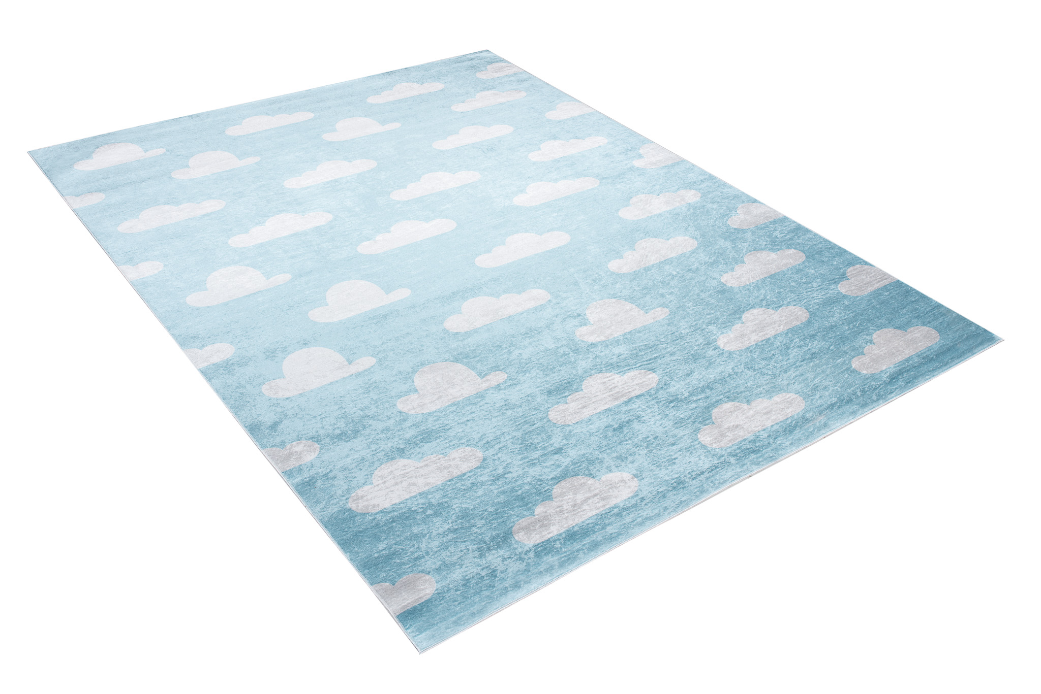 Teppich Emma Kinderzimmer Hellblau Wolken Rutschfest