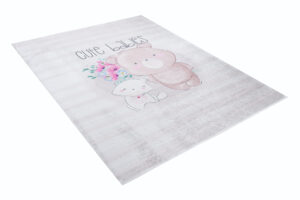 Teppich Emma Kinderzimmer Grau Bär Katze Rutschfest