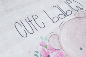 Teppich Emma Kinderzimmer Grau Bär Katze Rutschfest