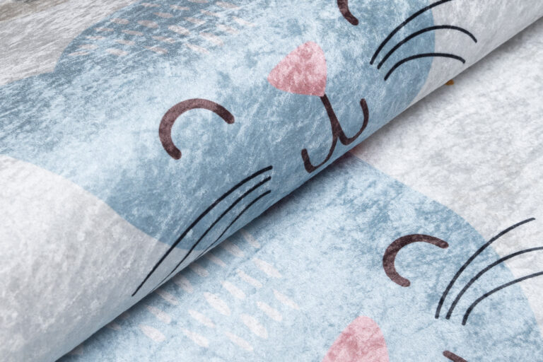 Teppich Emma Kinderzimmer Grau Bunt Tiere Rutschfest