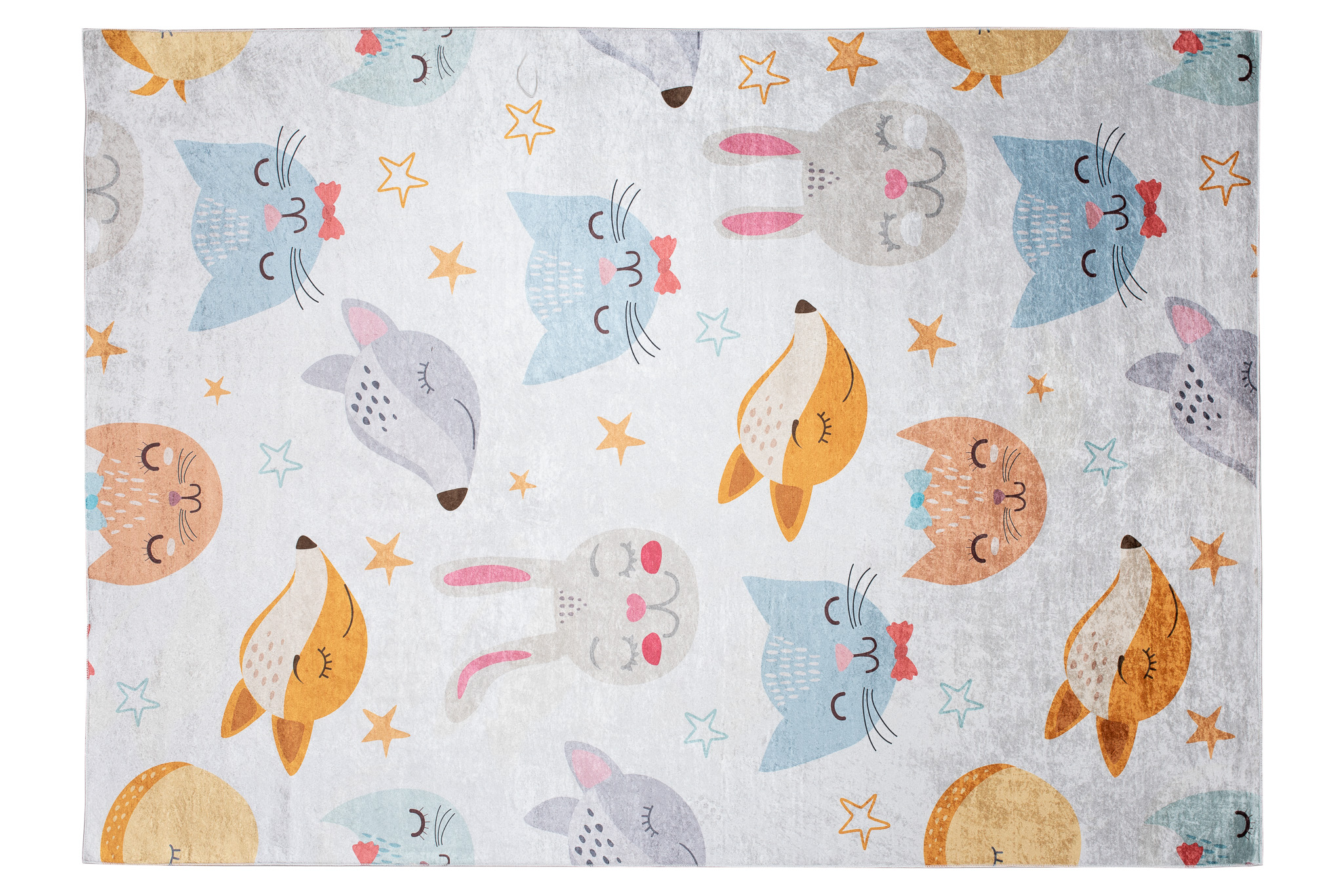 Teppich Emma Kinderzimmer Grau Bunt Tiere Rutschfest