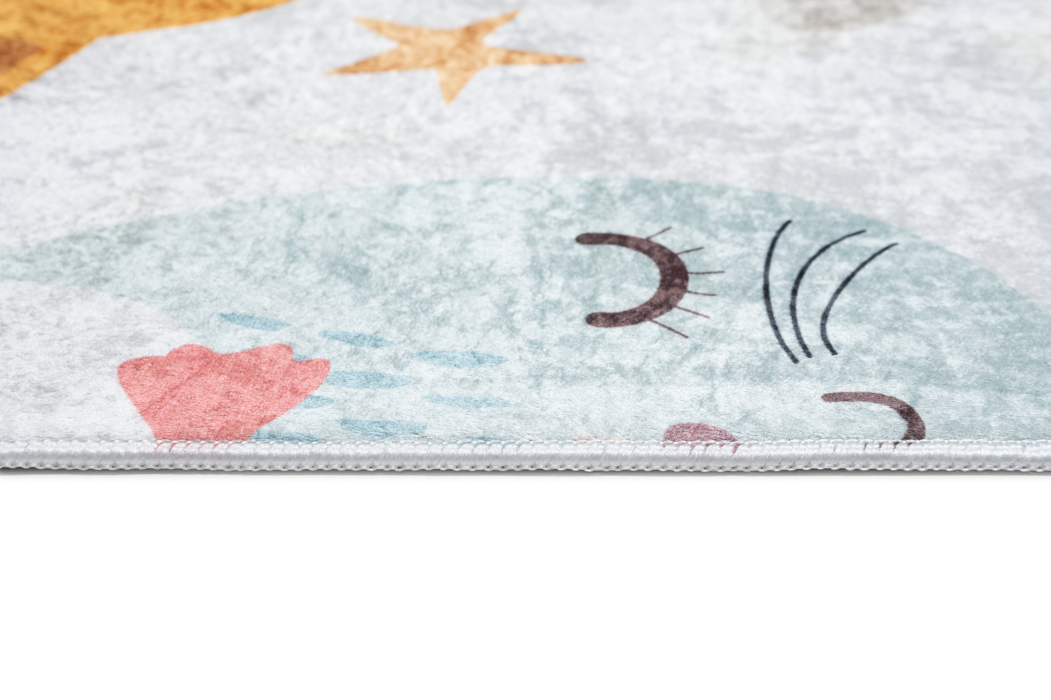 Teppich Emma Kinderzimmer Grau Bunt Tiere Rutschfest