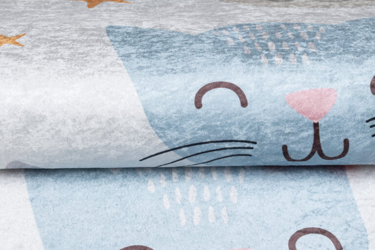 Teppich Emma Kinderzimmer Grau Bunt Tiere Rutschfest