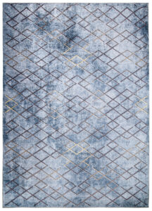 Teppich Toscana Geometrisch Blau Gold Quadrate