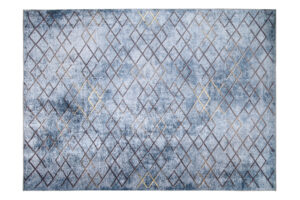 Teppich Toscana Geometrisch Blau Gold Quadrate