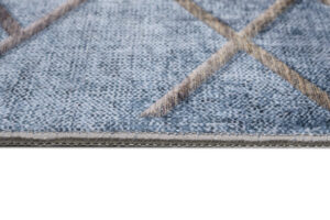 Teppich Toscana Geometrisch Blau Gold Quadrate