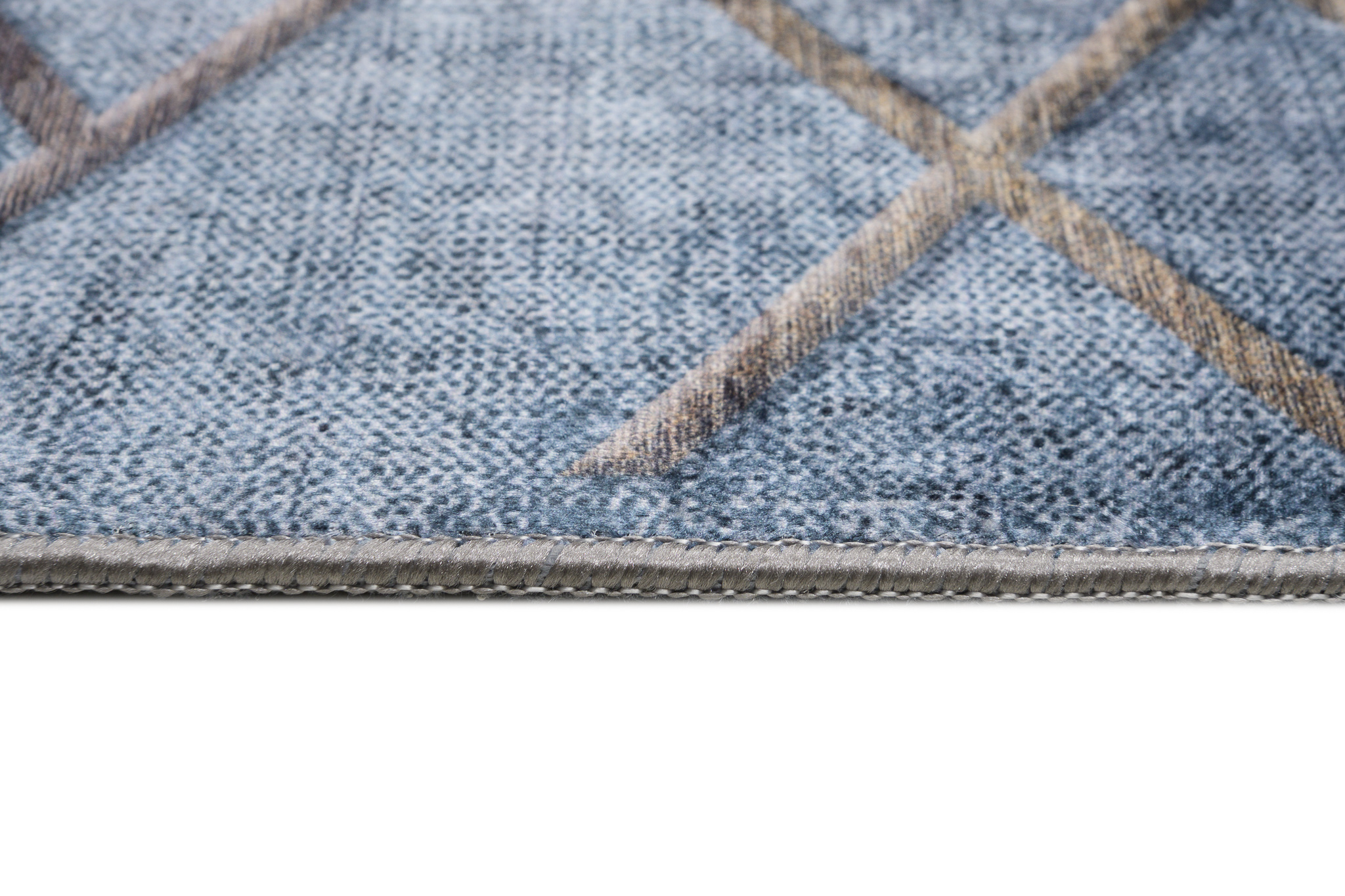 Teppich Toscana Geometrisch Blau Gold Quadrate