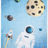 Teppich Emma Kinderzimmer Blau Kosmos Astronaut Rutschfest