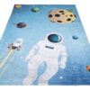 Teppich Emma Kinderzimmer Blau Kosmos Astronaut Rutschfest