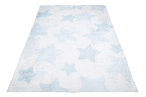 Teppich Emma Kinderzimmer Hellblau Sterne Rutschfest