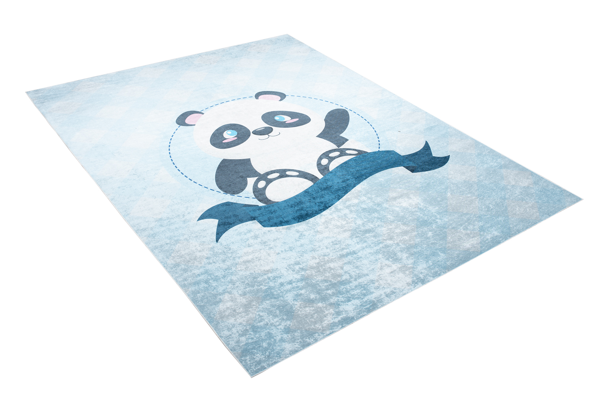 Teppich Emma Rutschfest Waschbar Blau Panda