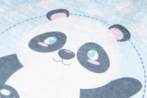Teppich Emma Rutschfest Waschbar Blau Panda