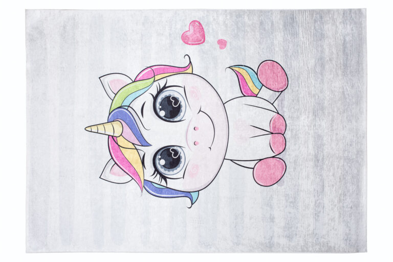 Teppich Emma Kinderzimmer Grau Einhorn Rutschfest
