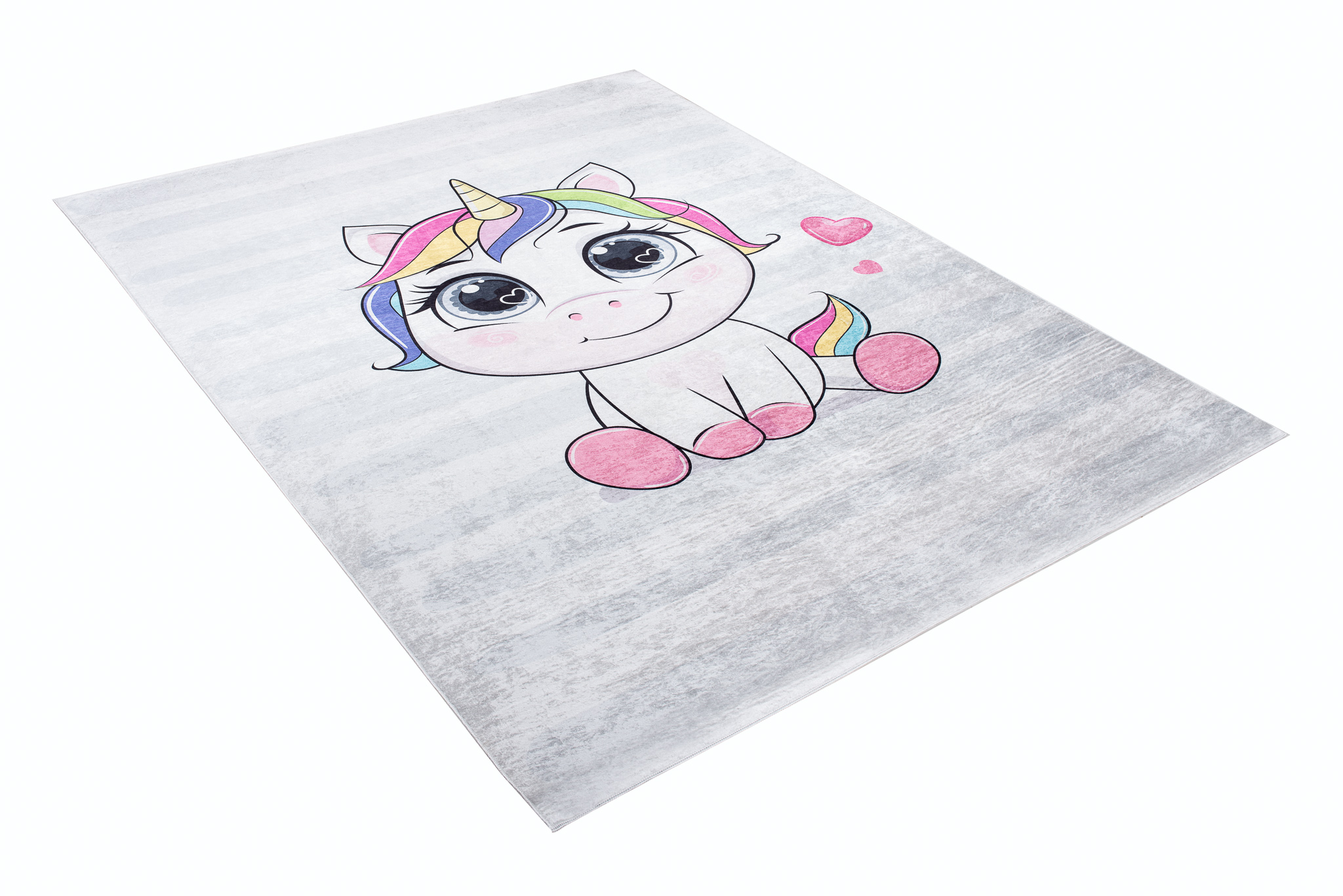 Teppich Emma Kinderzimmer Grau Einhorn Rutschfest