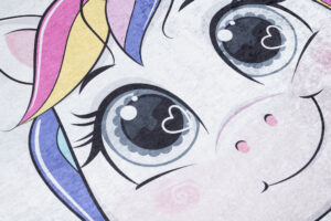 Teppich Emma Kinderzimmer Grau Einhorn Rutschfest