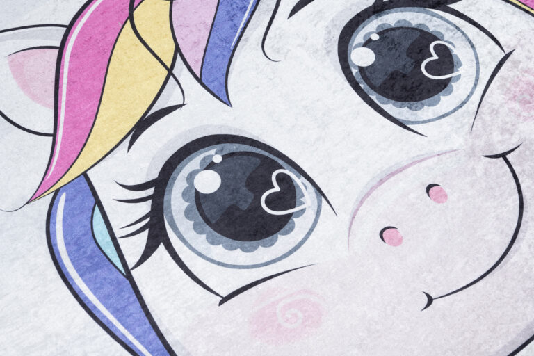 Teppich Emma Kinderzimmer Grau Einhorn Rutschfest