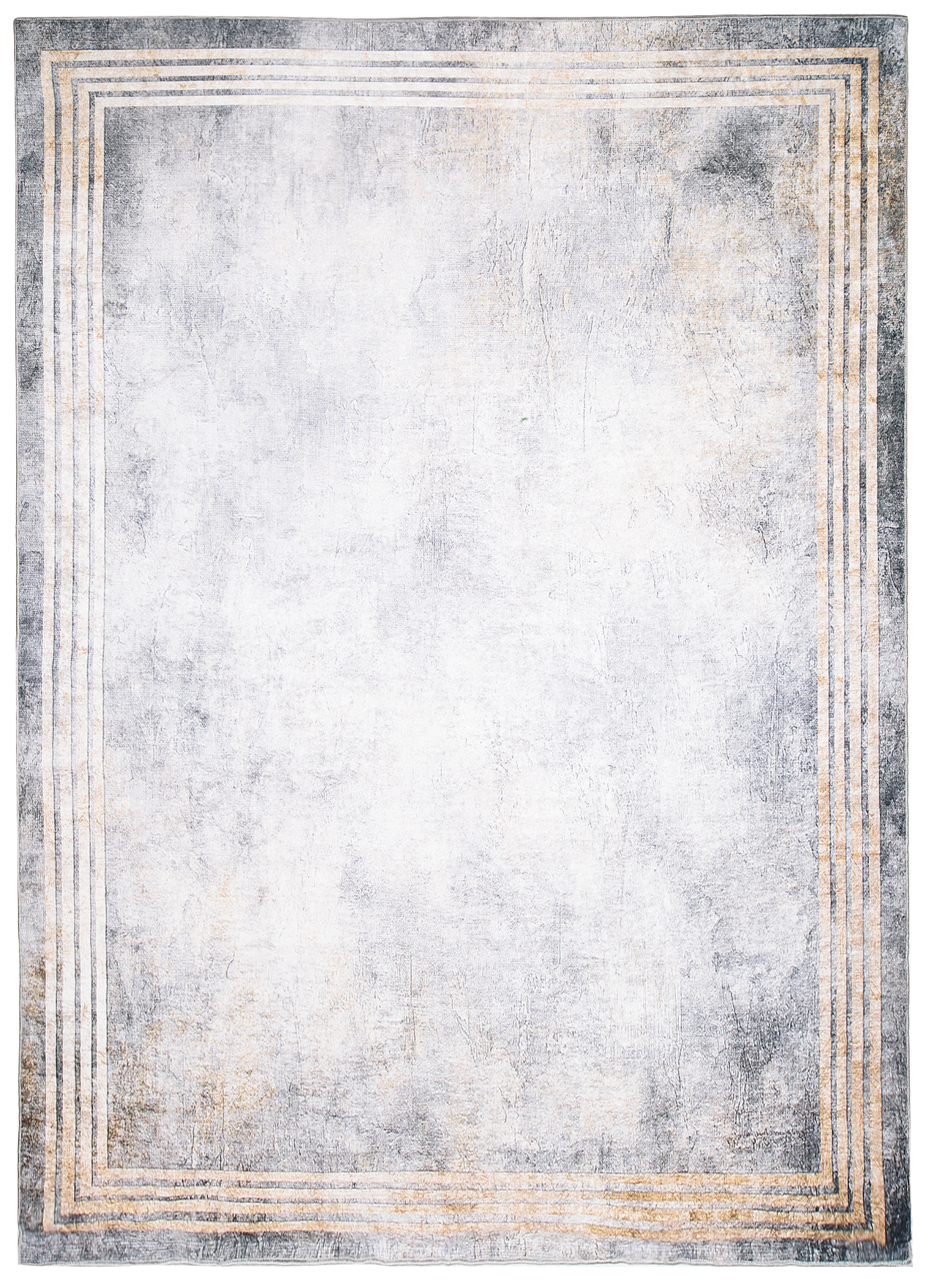 Teppich Toscana Meliert Grau Gold Rahmen