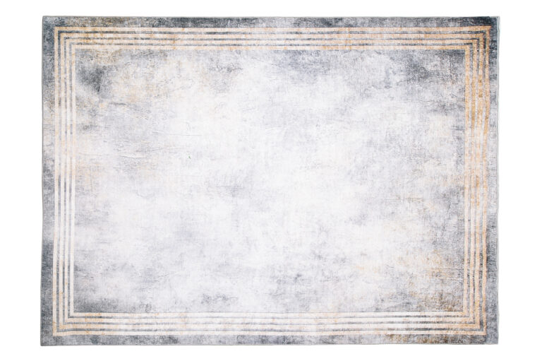 Teppich Toscana Meliert Grau Gold Rahmen