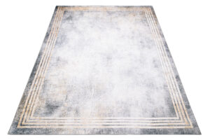 Teppich Toscana Meliert Grau Gold Rahmen