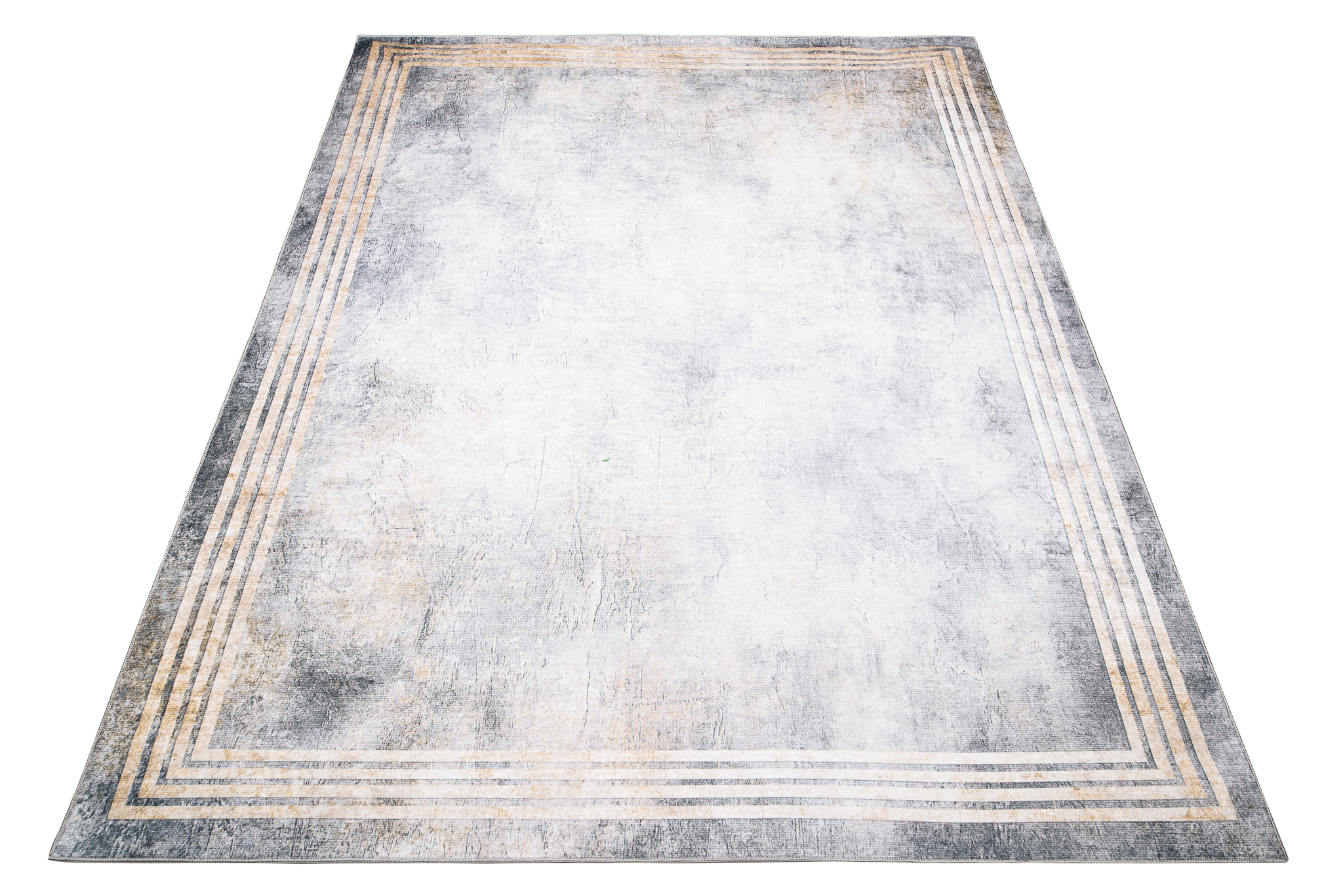 Teppich Toscana Meliert Grau Gold Rahmen