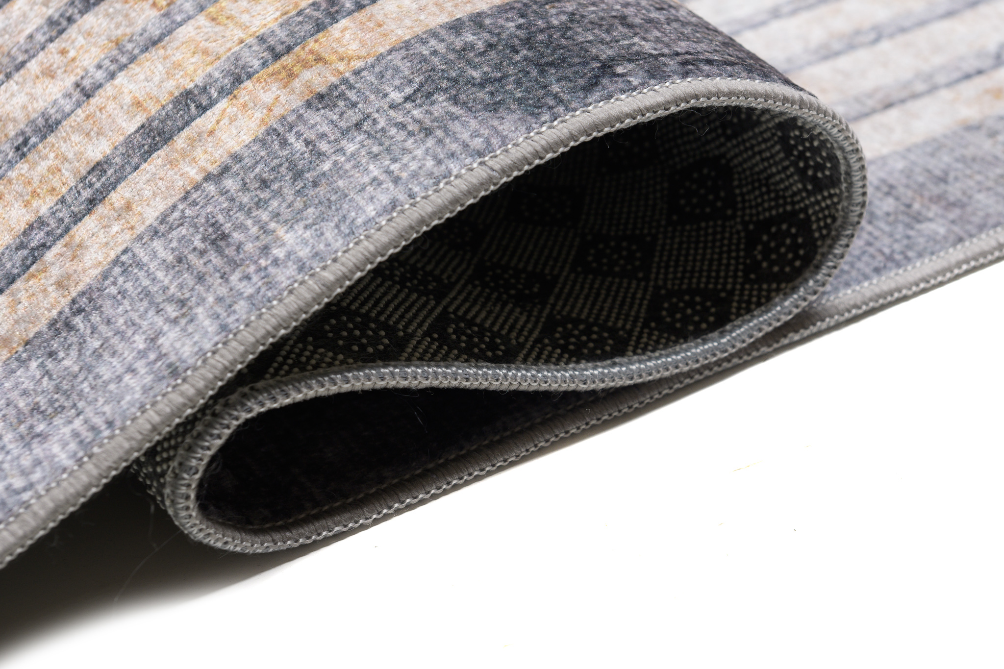 Teppich Toscana Meliert Grau Gold Rahmen