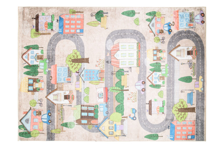 Teppich Emma Kinderzimmer Creme Pastellfarben Stadt