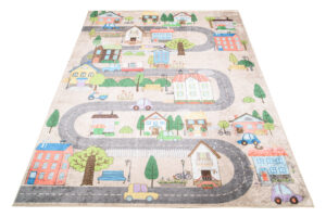 Teppich Emma Kinderzimmer Creme Pastellfarben Stadt