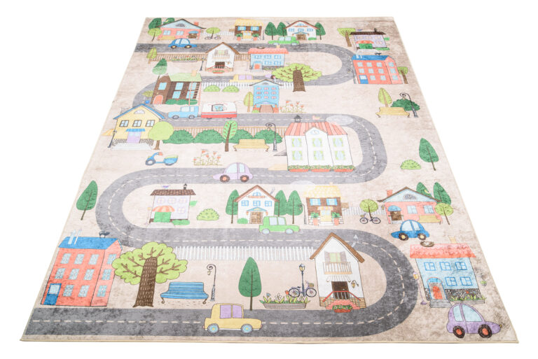 Teppich Emma Kinderzimmer Creme Pastellfarben Stadt