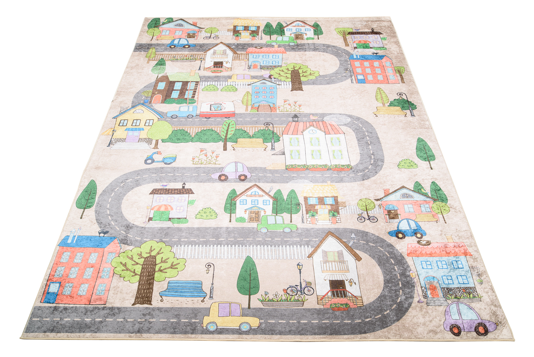 Teppich Emma Kinderzimmer Creme Pastellfarben Stadt