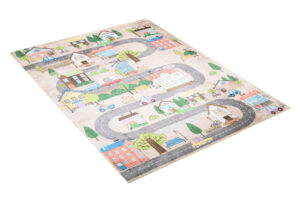Teppich Emma Kinderzimmer Creme Pastellfarben Stadt