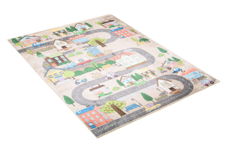 Teppich Emma Kinderzimmer Creme Pastellfarben Stadt