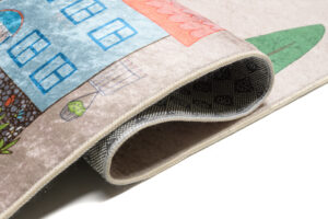 Teppich Emma Kinderzimmer Creme Pastellfarben Stadt