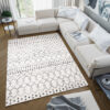 Teppich Juno Ethno Boho Raute Schwarz Creme Grau Kurzflor