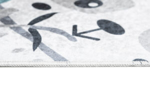 Teppich Emma Rutschfest Waschbar Blau Grau Panda