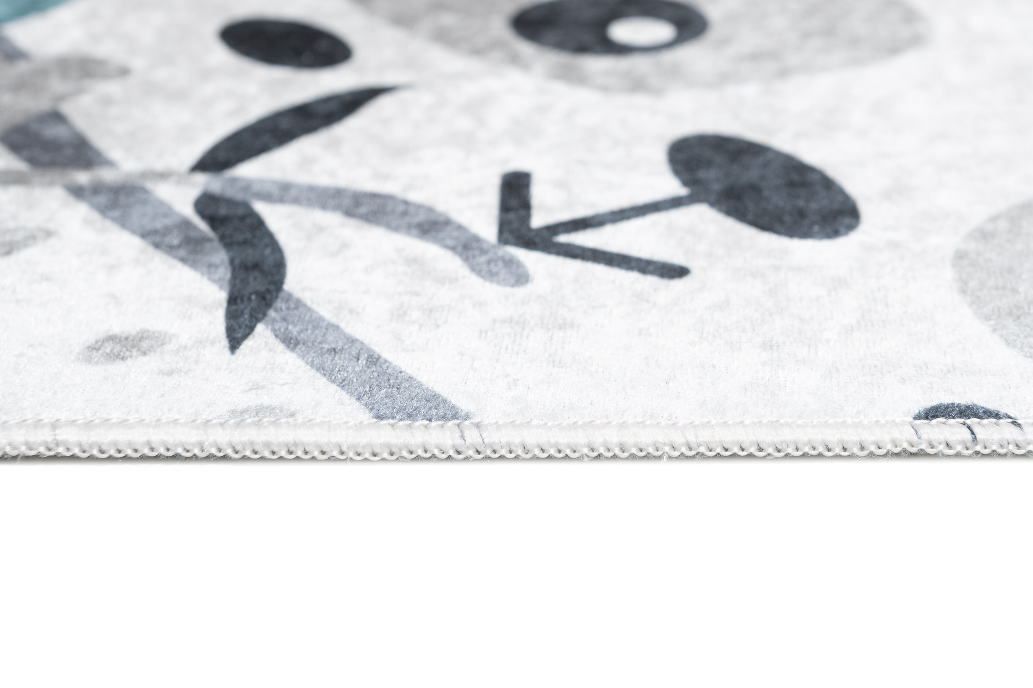Teppich Emma Rutschfest Waschbar Blau Grau Panda