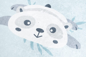 Teppich Emma Rutschfest Waschbar Blau Grau Panda