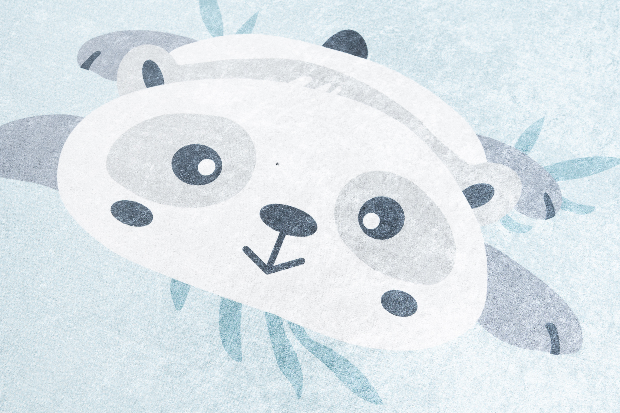 Teppich Emma Rutschfest Waschbar Blau Grau Panda