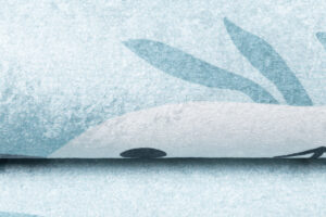 Teppich Emma Rutschfest Waschbar Blau Grau Panda