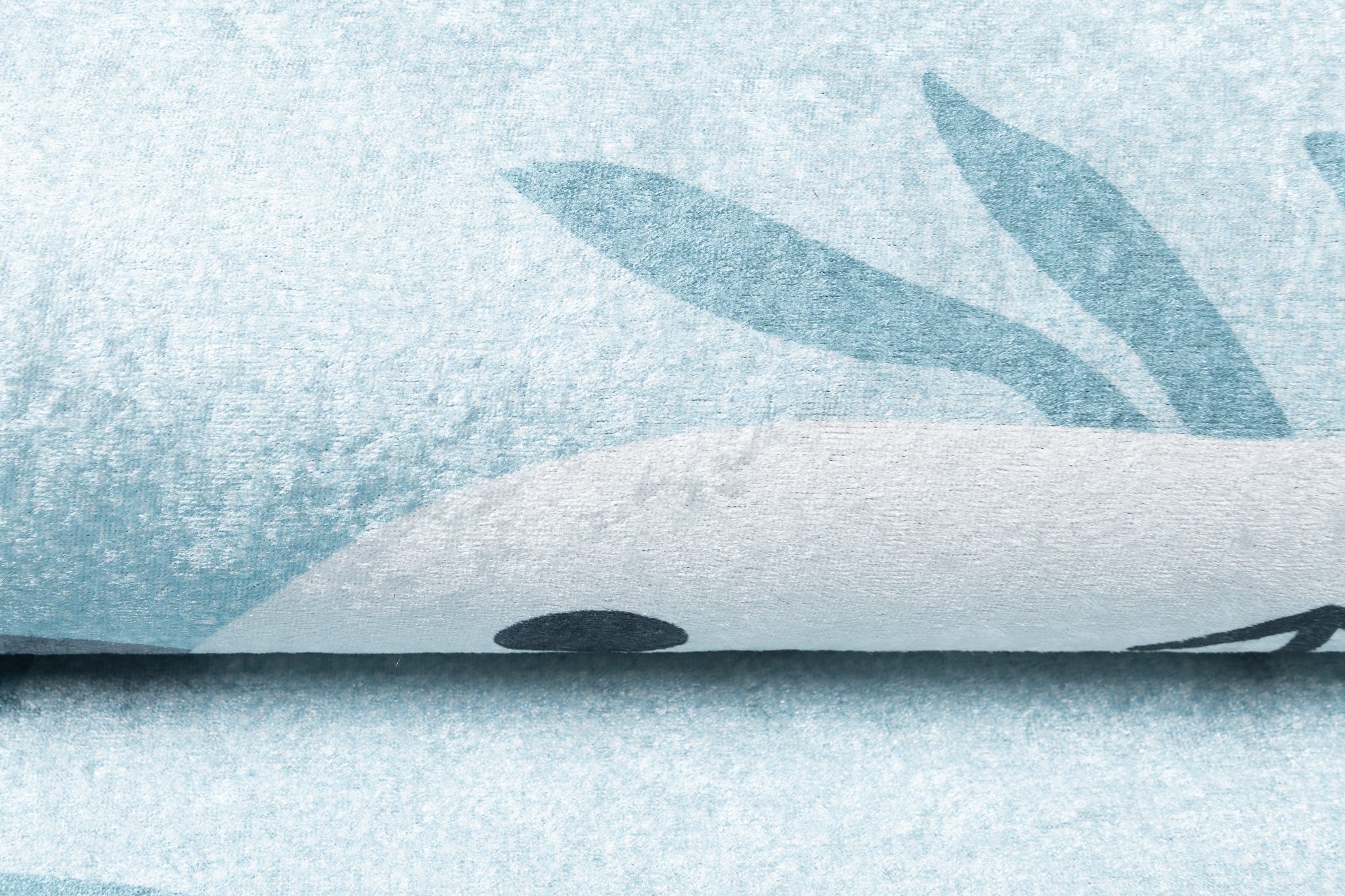 Teppich Emma Rutschfest Waschbar Blau Grau Panda