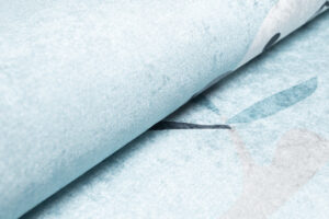 Teppich Emma Rutschfest Waschbar Blau Grau Panda