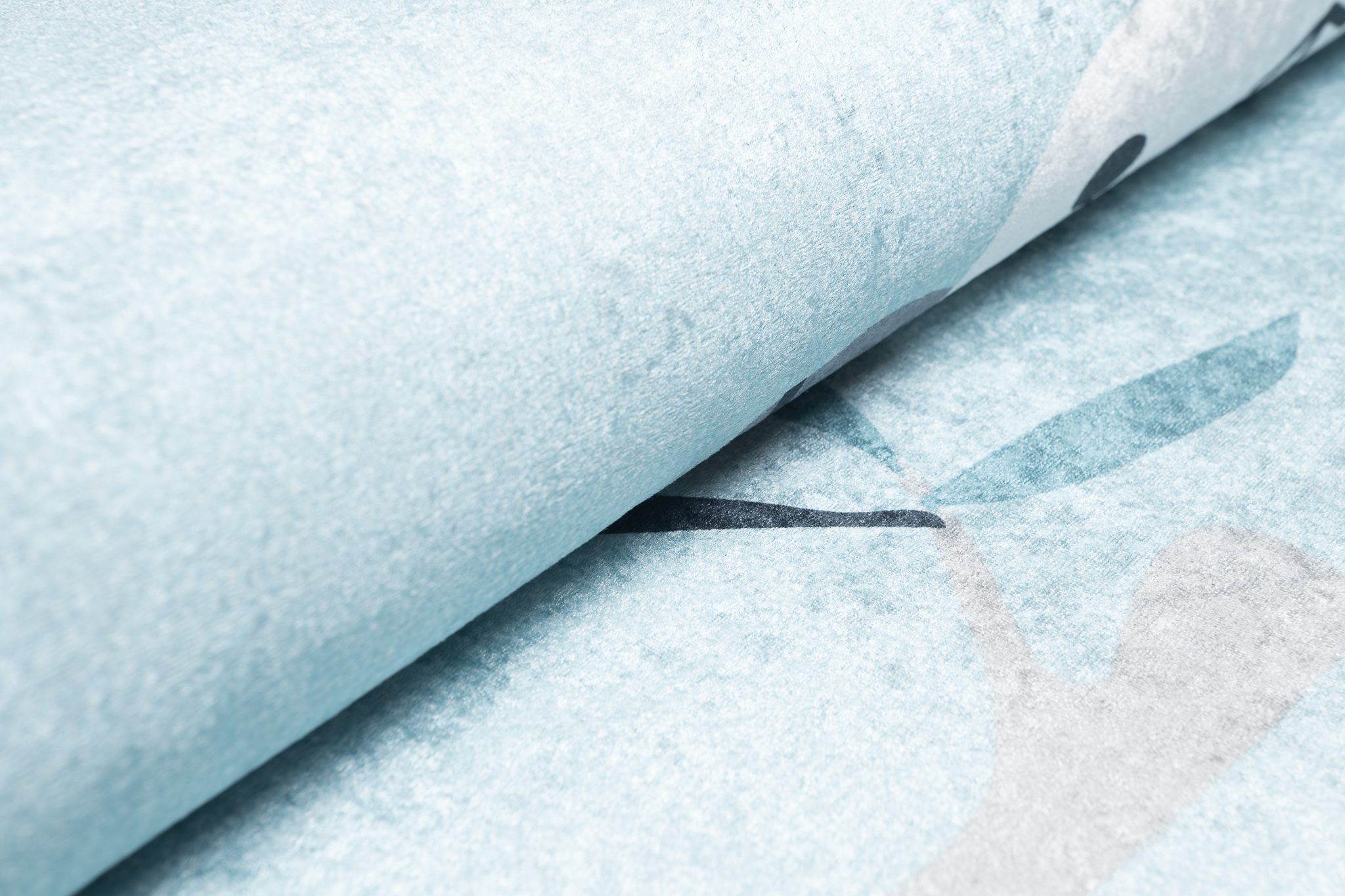 Teppich Emma Rutschfest Waschbar Blau Grau Panda