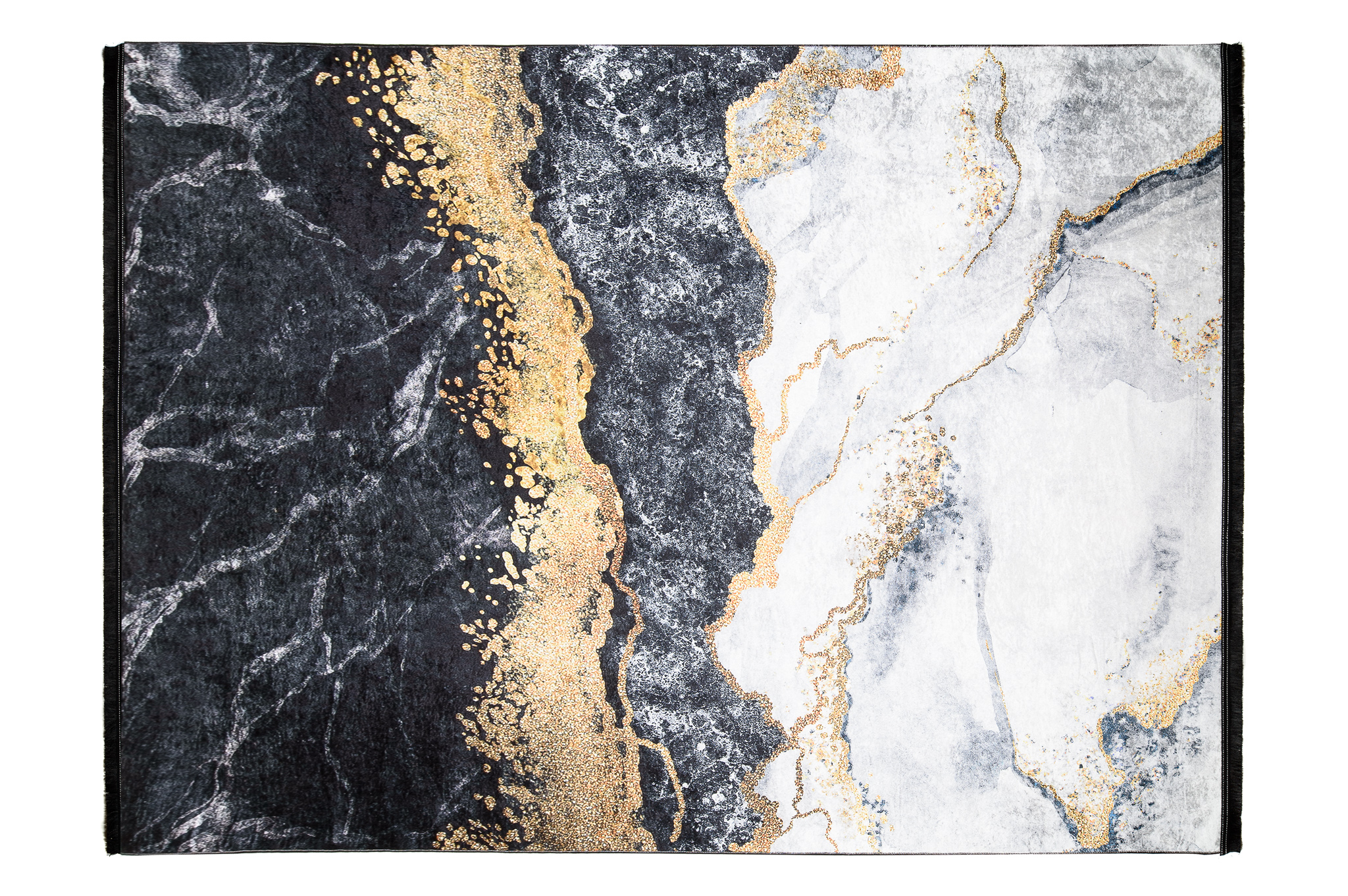 Teppich Toscana Fransen Grau Golden Glamour