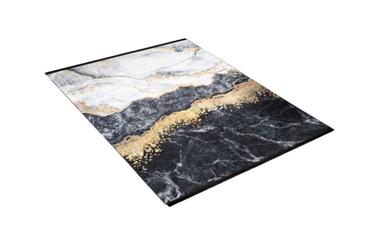 Teppich Toscana Fransen Grau Golden Glamour