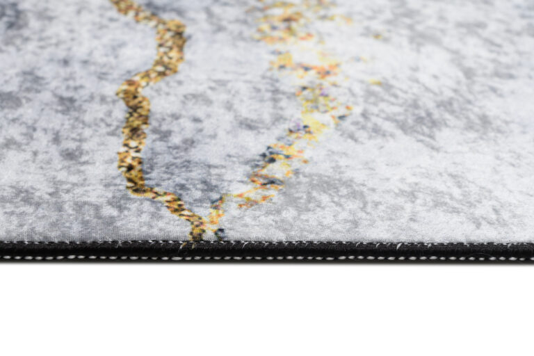 Teppich Toscana Fransen Grau Golden Glamour