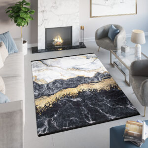 Teppich Toscana Fransen Grau Golden Glamour